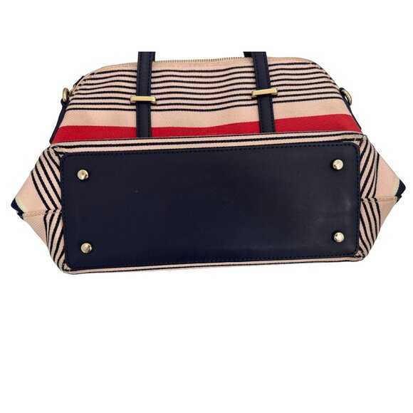 Kate Spade New York Striped Handbag Navy Red & Cream -Canvas & Leather Pre-owned - Picture 4 of 7
